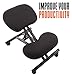 Posture Pro Ergonomic Kneeling Chair with Wheels | Fully Adjustable Mobile Office Seating | Improve Posture & Relieve Back Pain | Easy Assembly | Kneeling Desk Chair for Home, Office & School (Black)