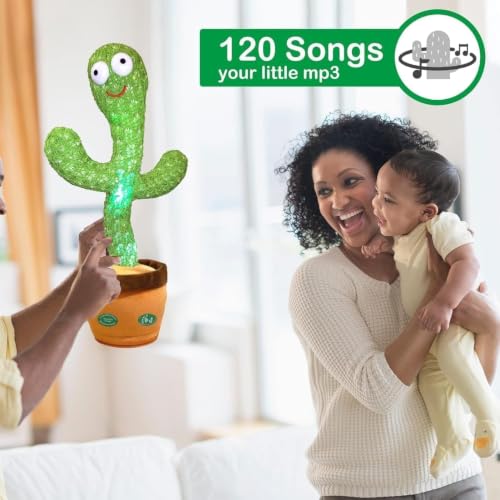Image of Talking Dancing Cactus Toy for Kids - Singing & Recording Plush Cactus with Repeat Function, LED Lights & Music | Funny Educational Toy for Babies & Toddlers | USB Rechargeable (Multicolor) (Style 5)