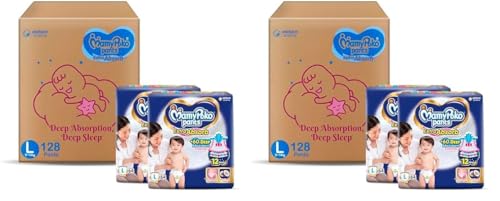 Image of MamyPoko Pants Extra Absorb Baby Diapers, Large (L), 128 Count, 9-14 kg (Pack of 2)