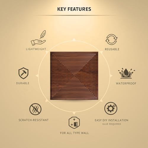 Image of Kayra Decor 3D PVC Wall Panels for Bedroom & Living Room | Line Design | Blackwood Color | 19.7 x 19.7 Inch | Pack of 18 | 48.42 Sq Ft