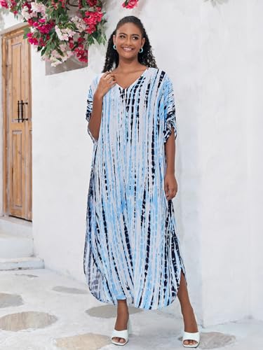 Image of Kaftan Dresses for Women Plus Size Bathing Suit Cover up Caftan Maxi Beach Dresses