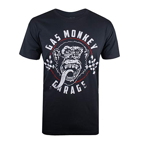 Gas Monkey Flag T-Shirt, Grigio (Carbone), S Uomo