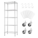 KZOBYD Küchenregal mit 5 Ebenen, Lagerregal mit 5 Verstellbare Regalböden, Metallregal mit Rädern, Regal Schmal Standregale für Pantry Schrank Küche Höhenverstellbar(Silber, 42 * 30 * 150cm)