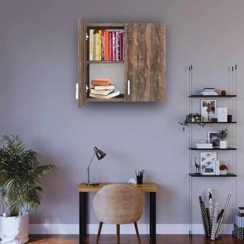 Image of Door Multipurpose Storage Cabinet & Adjustable Shelf | Space Organizer | Termites Resistance | Wall Mounted for Office, Kitchen Finish (Cochwood Brown, Door 2)
