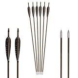 TOPARCHERY 6pcs 31 inch Bamboo Arrows with Medieval Arrow Heads and 5 Inches of Natural Feathers for Traditional Bow Recurve Bow