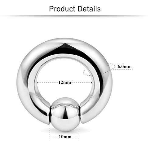 Cisyozi 10G 8G 6G 4G 2G 0G 00G Septum Rings Ear Gauges Earrings Hoops 316L Surgical Steel PA Ring Internally Threaded Horseshoe Spring Action Captive Bead Ring CBR Body Piercing Jewelry for Women Men2