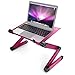 Price comparison product image Laptop Stand Tray LifeBasis Adjustable Folding Bed Table Desk Notebook Stand Aluminum Alloy Portable Bed Tray Book Stand for Ultrabook Notebook Book Magazine up to 17" Rose red