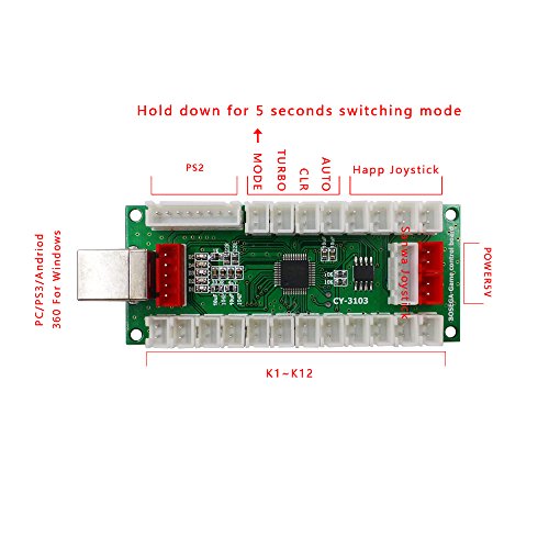 Kit DIY Arcade PC PS3 Android SJJX avec bouton noir mat et encodeur USB zéro délai - 2