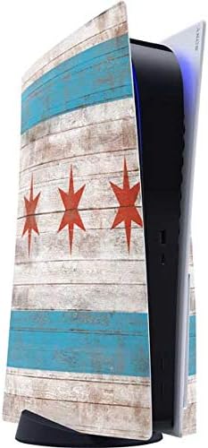 Skinit Decal Gaming Skin Compatible with PS5 Console - Chicago Flag Dark Wood Design