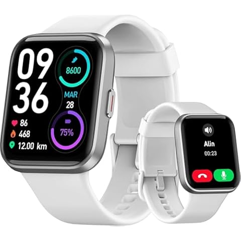 Gydom Smart Watches for Men Women Android & iPhone, 1.8'' Alexa Built-in Smartwatch with Bluetooth Calls, Heart Rate/Sleep/SpO2 Monitor, IP68 Waterproof Fitness Tracker with 110+ Sports Modes, White Cover