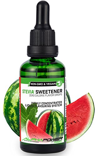 ALPHAPOWER FOOD | Stevia Flavour Drops vattenmelon | Sötningsmedel och smaksättare i ett | Sockerfri och vegansk (1 x 50 ml)