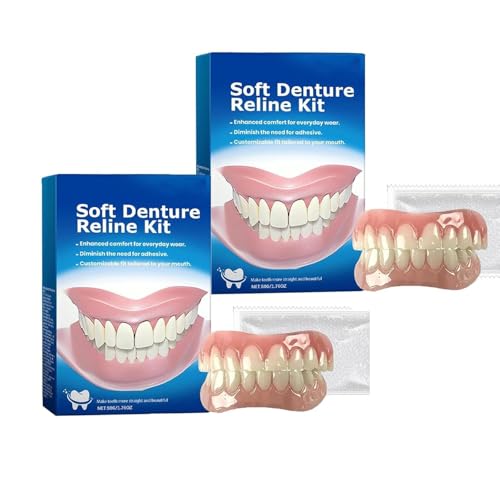 2PCS Silicone Reline Denture Set,Silicone Dentures Set, Denture Silicone Reline Kit for Dentures, Soft Denture Reline Kit for Men and Women