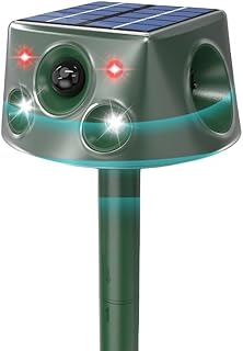 Waterproof Squirrel Repellent for Skunk Raccoon Wildcat Rabbit, Frequency 18kHZ