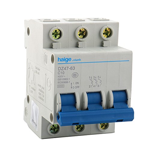Image of Sourcingmap Rail Mounting On/Off Switch 3 Pole DIN MCB Circuit Breaker Overload Protector AC 400V 10A DZ47-63 C10