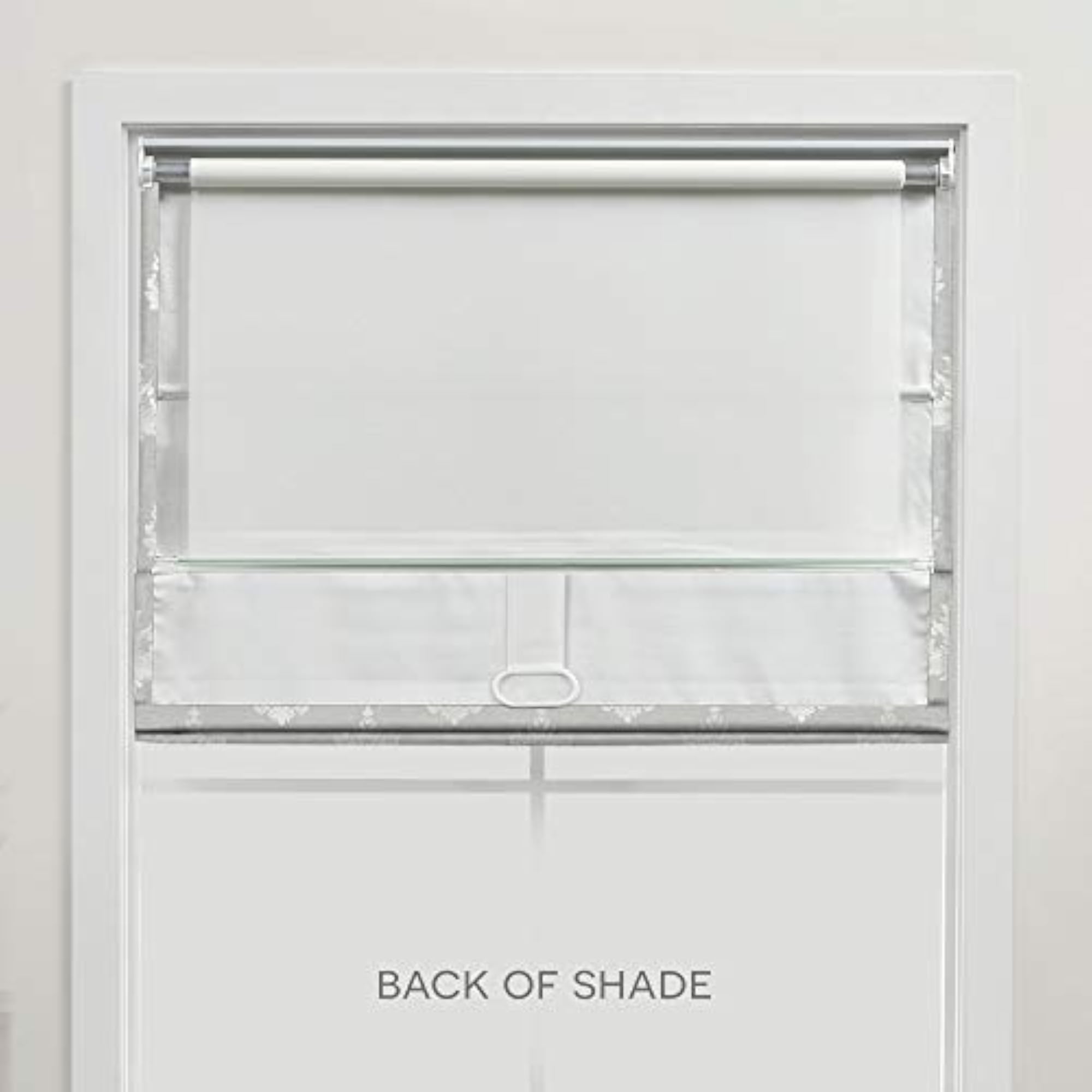 Marseilles Damask 100% Blackout Roman Shade, Silver