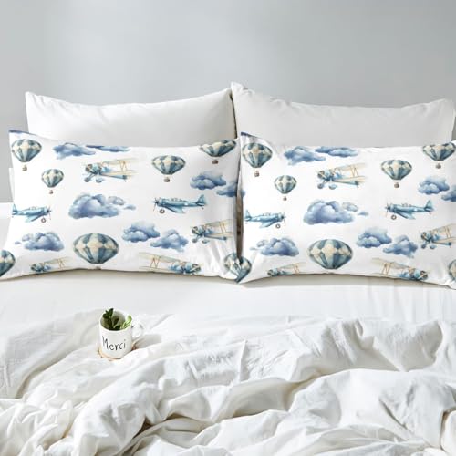Housse de Couette Avion en Microfibre Douce Finition Nuage Résistante aux Lavages