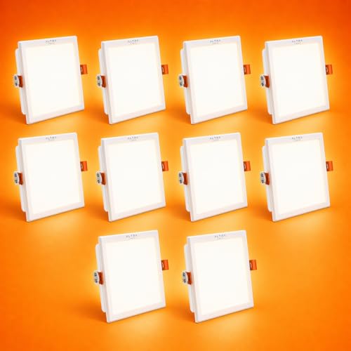 Image of 15W Recessed Square LED Panel Light | Trimless Slim Design | Polycarbonate Downlight for Home & Office False Ceiling Roof, Surface Light | Cool White, White Finish | Pack of 10