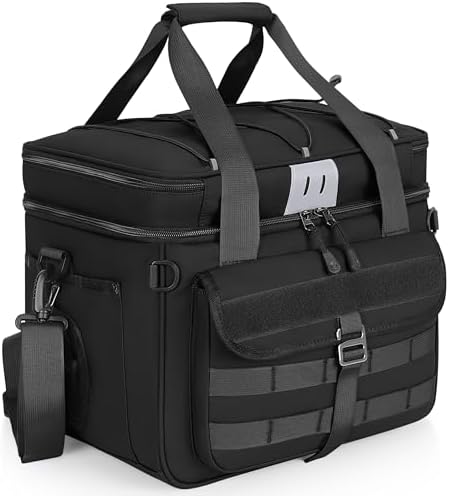 LGAG 30L Large Fishing Tackle Bag, Waterproof Tackle Box Bag for Saltwater & Freshwater Fishing, Gear and Equipment Storage, Padded Shoulder Strap, Gift for Men, Black