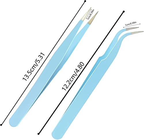 Pinzas de punta fina + inclinadas para mujeres y hombres, garrapatas astilladas, depilación facial, cejas y encarnadas, las mejores pinzas de precisión para cabello de barbilla (azul) - imagen 2