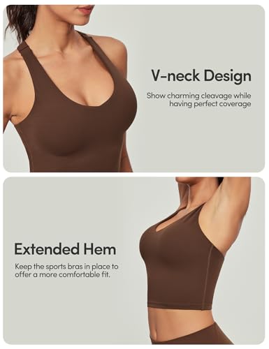 Image of IUGA Buttery Adjustable Workout Tank Tops Woman with Built in Bra Y Back Longline Sports Bra Athletic V-Neck Crop Tops