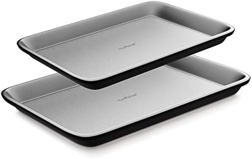 NutriChef Nonstick Cookie Sheet Baking Pan - 2-Pc. Professional Quality Kitchen Cooking Non-Stick Bake Trays with Gray Coating Inside & Outside, Dishwasher Safe, PFOA, PFOS, PTFE Free , One Size