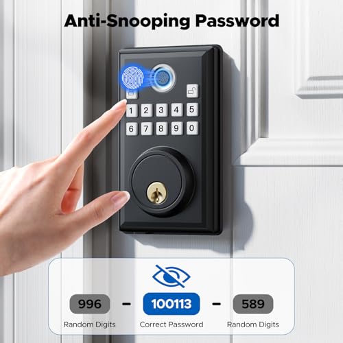 Camcamp Fechadura de porta de impressão digital, fechadura de porta de entrada sem chave com teclado