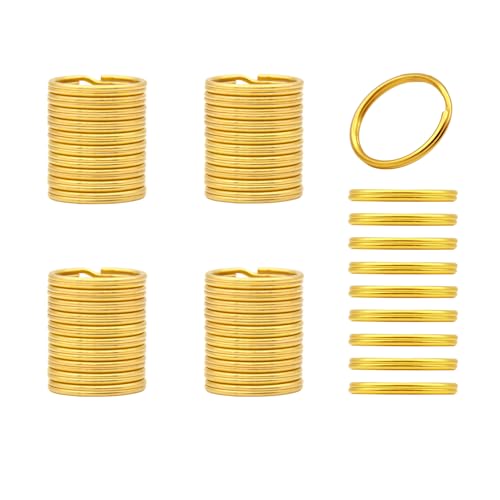 50pcs 25mm Key Ring Keychain Metal Golden Round Split Key Chains Rings Connectors for Home Car Dog Tag Office Ornaments Keys Attachment