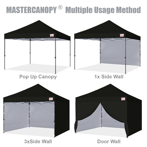 Image of MASTERCANOPY Heavy Duty Pop-up Canopy Tent with Sidewalls (10x10,Black)