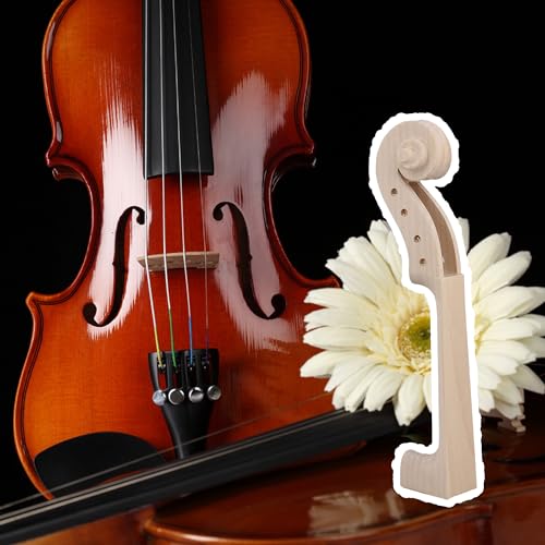 Yibuy DIY 4/4 Violin Neck Carved European Maple Wood Smooth Finish Unvarnished for Luthier Repair Replacement and Student Instrument Making