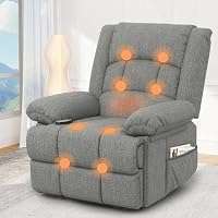 Srfzluxy Recliner Armchair Recliners with Massage & Heat, Padded Armrest & Cushion Extended Footrest, Manual Adjustable Single Sofa with Dual Side Pockets, Reclining Chairs Living Room Sofa Chair