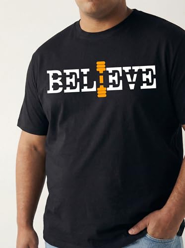 Image of Men Plus Size Printed Cotton Tee Regular Fit Round Neck Half Sleeve T-Shirt