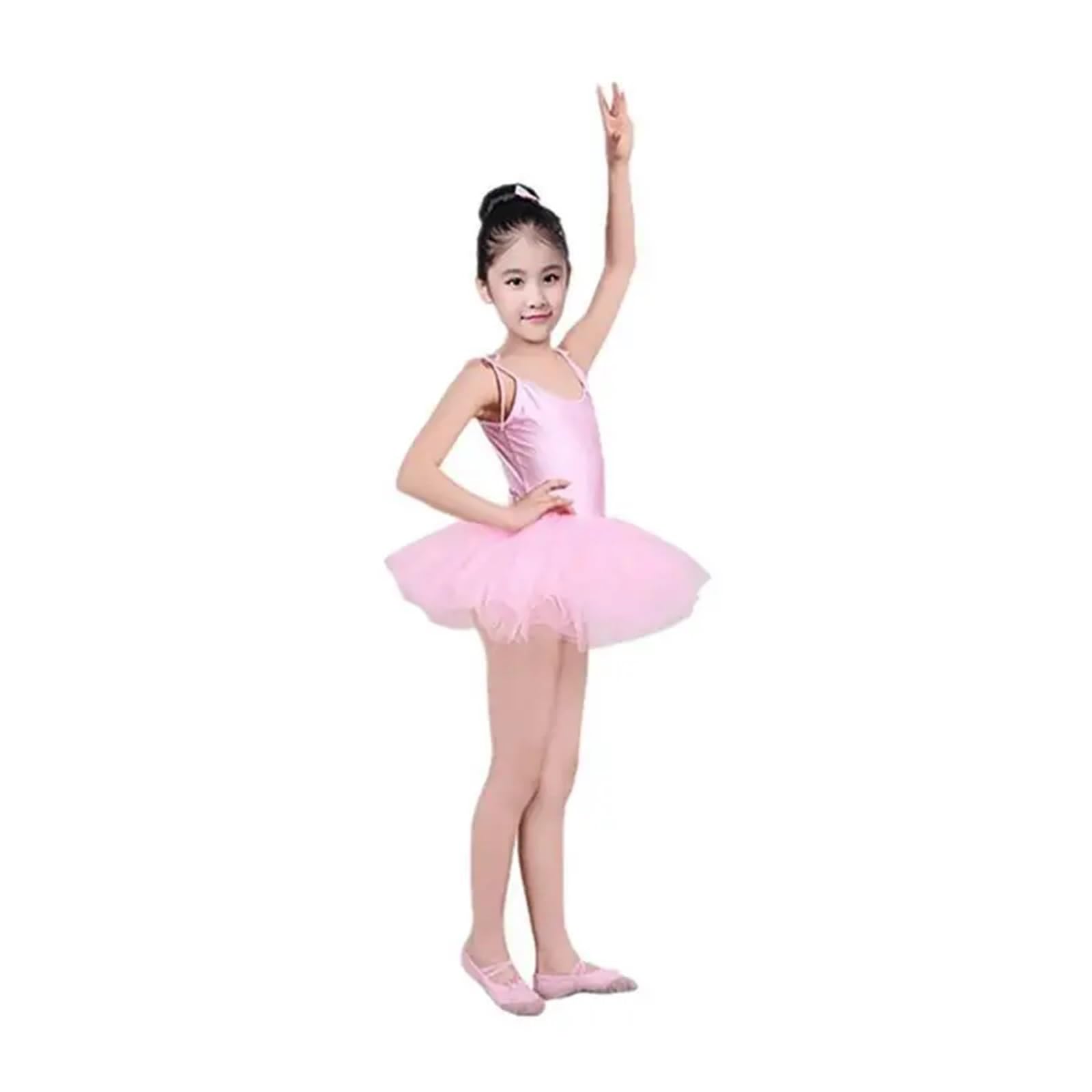 Tutu Ballerina Children's Dance Sling Ballet Skirt Dance Costumes Exercise Clothes Fluffy Skirt Small Princess Fluffy Skirt Short Sleeve(Rose Red,XXL)