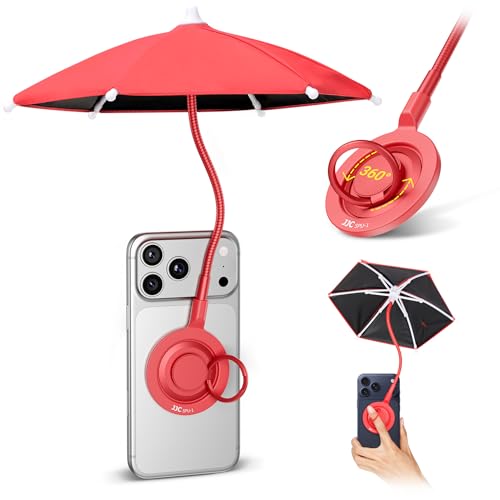 UPF 45+ Magnetic Phone Umbrella,Phone Umbrella for Sun with Black Anti-UV Coating,UV Protection Cellphone Sunshade for iPhone 17/16/15/Android/iPad/Kindle Outdoor Tanning Essentials Anti-Heating