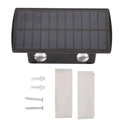 Respicefinem Luces solares al aire libre IP67 4 LED arriba abajo colector solar luz para patio trasero cubierta valla porche iluminación blanca cálida