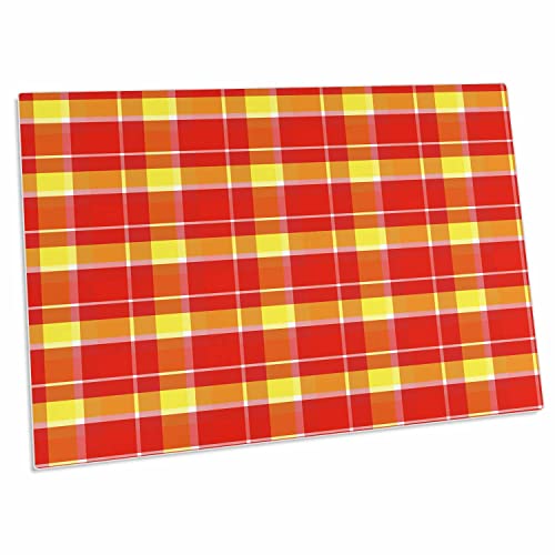 3dRose Large red and Yellow Country Plaid - Desk Pad