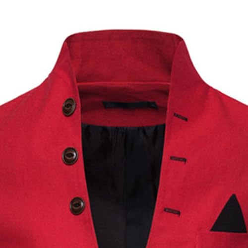 Mens Slim Fit Blazer Jacket Button Stand Collar Solid Suit Coats Casual Business Dress Blazer Coat4