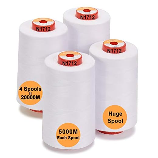 New brothread - 30 Options - 4 Large Cones of 5500Y (5000M) Each All Purpose Spun Polyester Thread 40S/2 (Tex27) for Serger, Overlock, Quilting, Piecing and Sewing - White