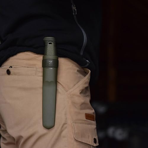 Morakniv Kansbol Sandvik Faca de sobrevivência de lâmina fixa de aço inoxidável com bainha, verde mi