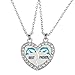 HOUSWEETY 2 Pcs Collier d'Amitie Forever Pendentif Coeur Briser Couple Puzzle Dauphin Best Friends pour Femme Fille