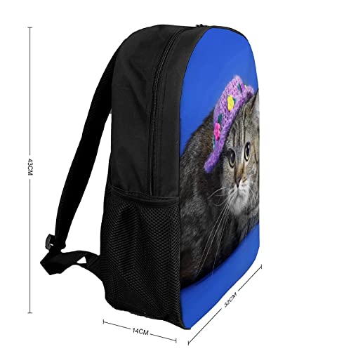 Sac à dos imprimé 3D confortable et résistant 17 pouces motif chat - 2