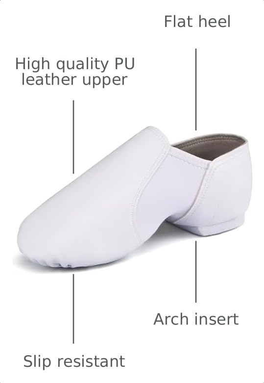 Image of Linodes Unisex PU Leather Jazz Shoe EVA Sole for Men /Women Dance Shoes | Soft PU upper, Breathable, Slip on, Classic EVA sole, Split sole, Lightweight, Arch support, Jazz, Flexible, Durable