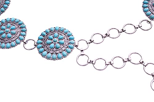 Western Turquoise flower Concho Chain Belt No.4T2