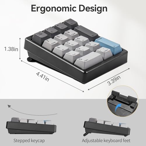 Kisnt Mechanical Number Pad, Hot Swappable Numpad Wired Usb 17 Keys Numeric Keypad With Pbt Keycaps White Backlit Keypad For Laptop Pc Tkl Keyboards thumb #5