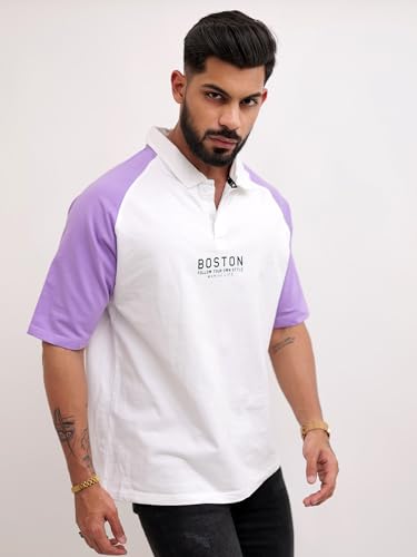 Image of Maniac || Mens || Printed ||Raglan Polo Neck || 3 /4th Sleeve || Cotton ||Oversized ||Polo T-Shirt