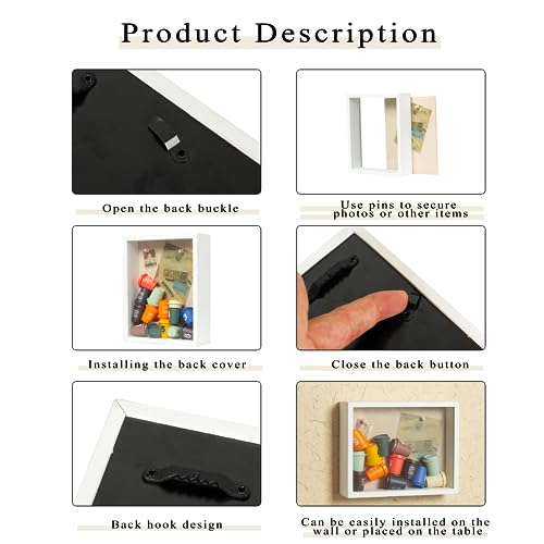 Image of Shadow Box Frame 8x10 Shadow Box Display Case with Linen Back of Awards Memorabilia Flower, Pictures, Keepsakes、Bouquet、Medals and More Photos Memory Box White