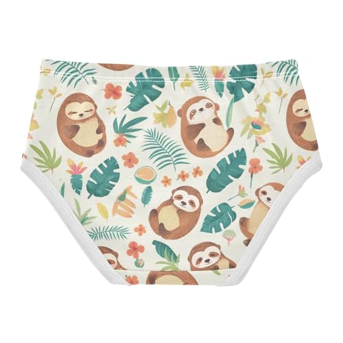 Wusikd Cute Sloth Girls' Underwear Cotton Coconuts Flowers Girls Briefs Soft Toddler Underwear 2T2