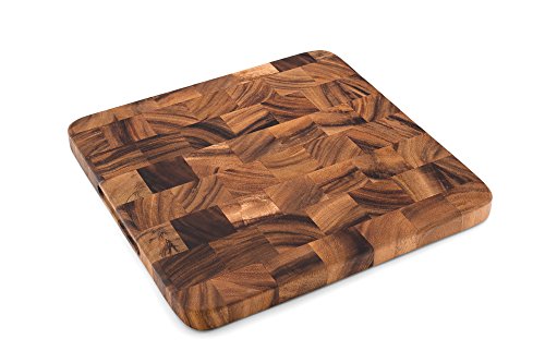 Image of Ironwood Oslo End Grain Square Utility Cutting Board, 12 Inch Square Acacia Wood Cutting Board