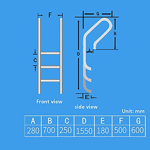 Escalera para piscina de acero inoxidable con 3 peldaños antideslizantes miniatura 7
