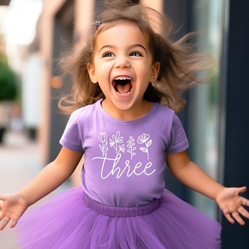Three Floral 3rd Birthday Shirt for Toddler Girls Third Birthday Outfit2