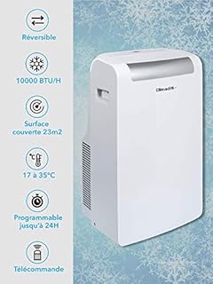 Climadiff - Climatiseur Réversible CLIMA12KR1-4 en 1 Climatiseur Chauffage Déshumidificateur et Ventilateur - Appareil Mobile Connecté + Commande Vocale - 12 000 BTU - Couvre entre 23m² et 35m²
